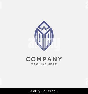 DA logo with leaf shape, clean and modern monogram initial logo design vector graphic Stock Vector