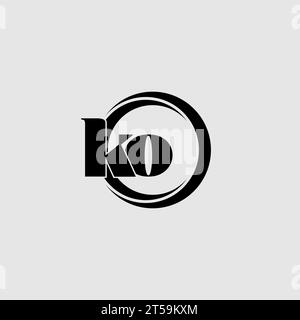 Letters KO simple circle linked line logo vector graphic Stock Vector