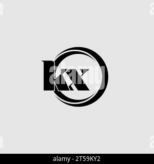 Letters KX simple circle linked line logo vector graphic Stock Vector