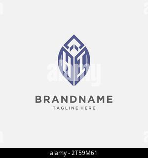 HI logo with leaf shape, clean and modern monogram initial logo design vector graphic Stock Vector