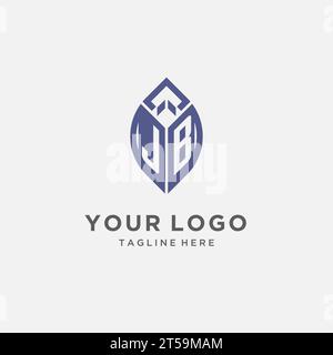 JB logo with leaf shape, clean and modern monogram initial logo design vector graphic Stock Vector