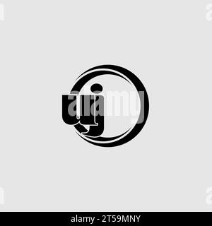 Letters UJ simple circle linked line logo vector graphic Stock Vector