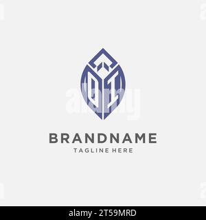 OI logo with leaf shape, clean and modern monogram initial logo design vector graphic Stock Vector