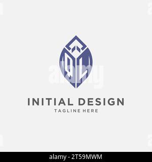 QL logo with leaf shape, clean and modern monogram initial logo design vector graphic Stock Vector