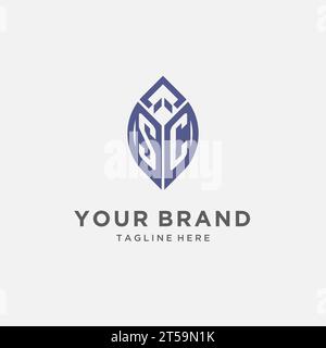 SC logo with leaf shape, clean and modern monogram initial logo design vector graphic Stock Vector