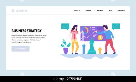 Vector web site design template. Business strategy and financial consulting. Marketing plan and business growth. Landing page concepts for website and Stock Vector