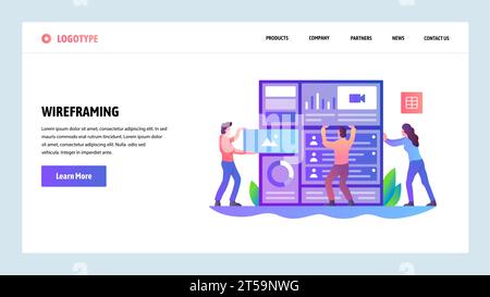 Web site onboarding screens. Developers build website wireframe interface. Menu vector banner template for website and mobile app development. Modern Stock Vector