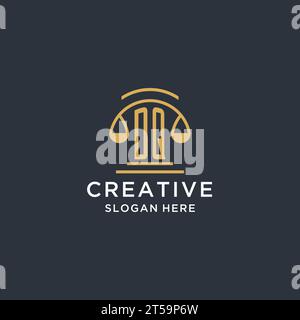 DQ initial with scale of justice logo design template, luxury law and attorney logo design ideas, vector graphic Stock Vector