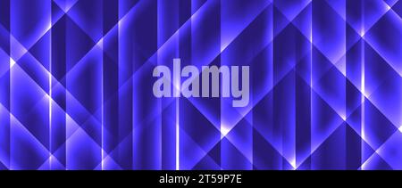 Blue glowing neon trails background. Abstract crystal facet shine wallpaper. Futuristic highlights and rays template for banner, invitation, presentation, poster, brochure, leaflet. Vector backdrop Stock Vector