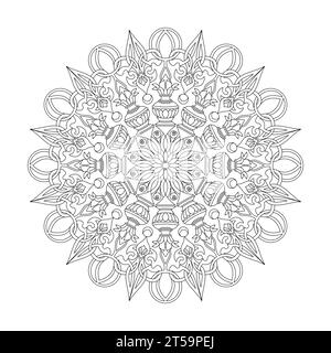 Cosmic delight adult mandala coloring book page for kdp book interior. Peaceful Petals, Ability to Relax, Brain Experiences, Harmonious Haven, Peacefu Stock Vector