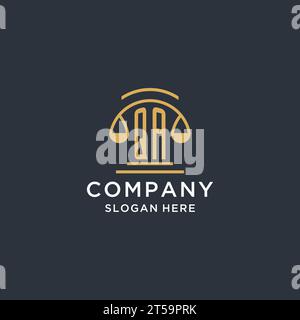 QA initial with scale of justice logo design template, luxury law and attorney logo design ideas, vector graphic Stock Vector