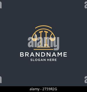 TI initial logo with scale of justice and shield icon, luxury and ...