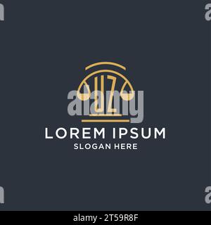 UZ initial with scale of justice logo design template, luxury law and attorney logo design ideas, vector graphic Stock Vector