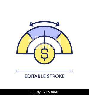 2D thin linear colorful simple cost control icon Stock Vector