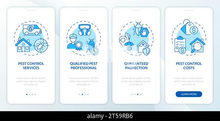 Walkthrough integrated pest management blue thin line icons Stock Vector
