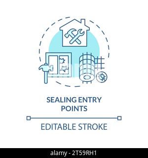 2D thin line icon sealing entry points concept Stock Vector
