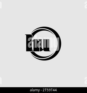 Letters HU simple circle linked line logo vector graphic Stock Vector