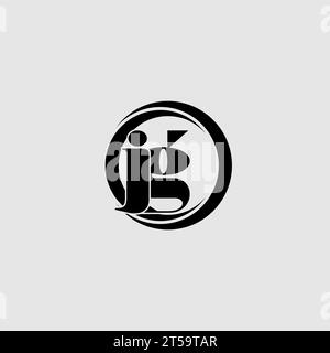 Letters JG simple circle linked line logo vector graphic Stock Vector