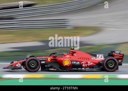 Sao Paulo, Brazil . 03rd Nov, 2023. SAO PAULO, Brazil, 3. November 2023; Carlos Sainz #55, FERRARI during qualifying for the GP DO BRASIL DE FORMULA 1, Autodromo de Interlagos - F1 GP BRAZIL 2023 - Formel 1 Grand Prix Brasilien - Formula One, Formel 1, Formule 1 - fee liable image - Photo Credit: © Richard CALLIS /ATP images (CALLIS Richard/ATP/SPP) Credit: SPP Sport Press Photo. /Alamy Live News Stock Photo