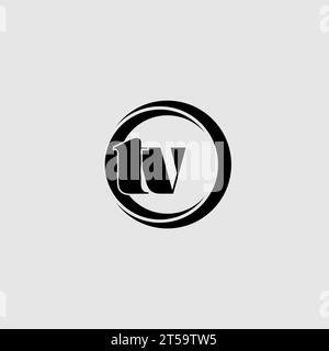 Letters TV simple circle linked line logo vector graphic Stock Vector