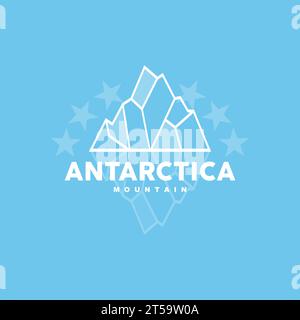 Iceberg Logo, Antarctic Mountains Vector In Ice Blue Color, Nature Design, Product Brand Illustration Template Icon Stock Vector