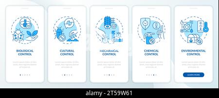 Walkthrough integrated pest management with blue icons Stock Vector