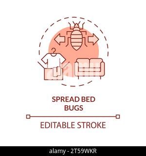 2D thin line icon spread bed bugs concept Stock Vector
