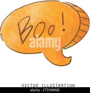 Whimsical Watercolor Halloween Art Spooky Boo Slogan in Dialog Box,Perfect for Festive Autumn Celebrations Stock Vector