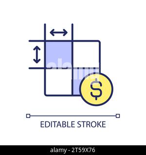 2D thin linear colorful simple price per square foot icon Stock Vector