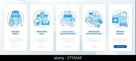 Walkthrough integrated pest management blue icons concept Stock Vector