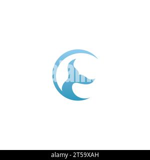 whale tail logo simple. whale tail moon logo Stock Vector
