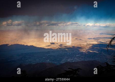 Rain Storm in the Desert heading towards Palm Springs Stock Photo