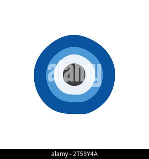 Blue evil eye protection talisman, nazar amulet. Turkish eye-shaped amulet icon, illustration. Stock Vector