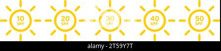 Spf sun icon set simple design Stock Vector