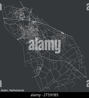 Street roads map of ASTEN, NETHERLANDS Stock Vector