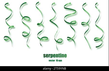 Green Curly Ribbon Serpentine Confetti Green Streamers Set On