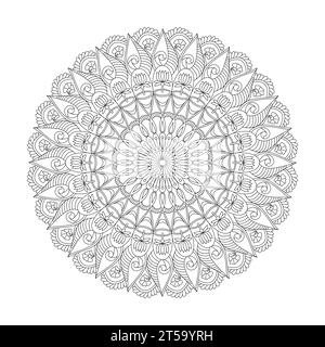 Radiant Rebirth adult mandala coloring book page for kdp book interior. Peaceful Petals, Ability to Relax, Brain Experiences, Harmonious Haven, Stock Vector