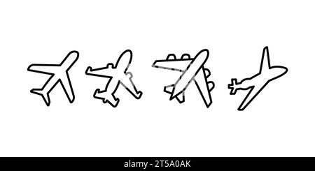 A vector collection of aeroplanes in different positions Stock Vector