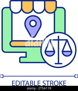 2D simple thin line e-commerce laws icon Stock Vector