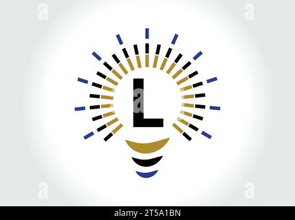 Letter L Electric Bulb Logo Design Vector Template. Light Bulb with letter Logotype Sign Symbol Stock Vector