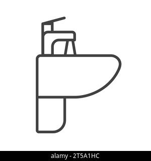 modern sink, washbasin with flowing water - vector illustration Stock Vector