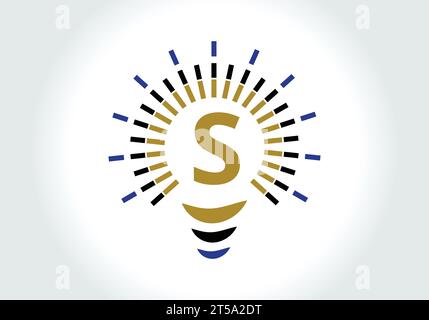 Letter S Electric Bulb Logo Design Vector Template. Light Bulb with letter Logotype Sign Symbol Stock Vector
