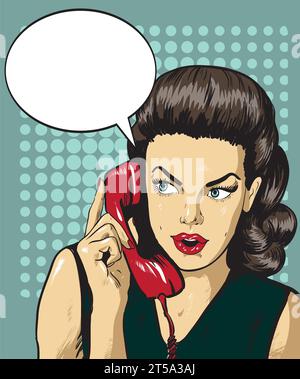 retro phone Hello. Pop art vector illustration vintage kitsch Stock ...