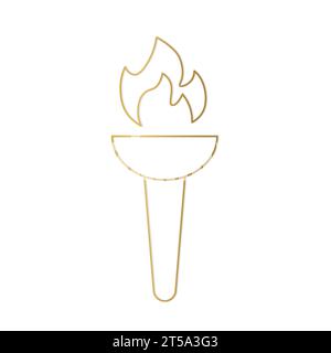 golden burning torch icon- vector illustration Stock Vector