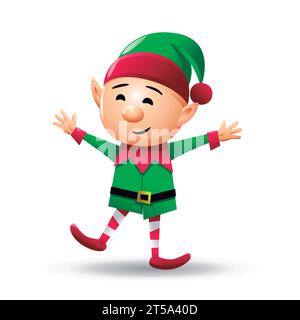 Christmas elf isolated on white background. Gnome Cartoon character. Vector illustration. Stock Vector