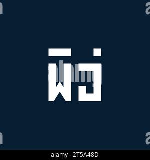 WJ initial monogram logo with geometric style design ideas Stock Vector