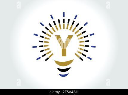 Letter Y Electric Bulb Logo Design Vector Template. Light Bulb with letter Logotype Sign Symbol Stock Vector
