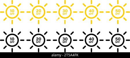 Spf sun icon set simple design Stock Vector