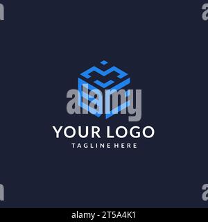 BC logo hexagon designs, best monogram initial logo with hexagonal shape design ideas inspiration Stock Vector