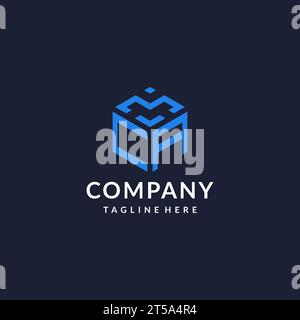 CA logo hexagon designs, best monogram initial logo with hexagonal shape design ideas inspiration Stock Vector